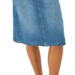 Roman Originals Denim Skirt with Pockets for Women UK - Ladies Jean Skirts Cotton Stretch Mid Wash Fitted A Line Casual Smart Work Office Knee Length Flattering Slimming