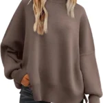 Tincini Women's Jumpers Winter Casual Crew Neck Knitted Sweaters Long Sleeve Loose Pullover with Side Slit Jumper Tops Sweatshirt