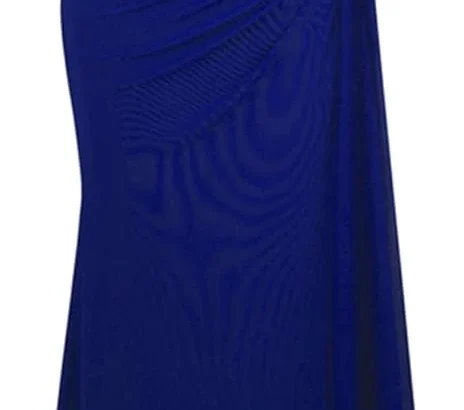 Angel-fashions Women's One Shoulder Ruching Beading Ribbon Soft Evening Gown