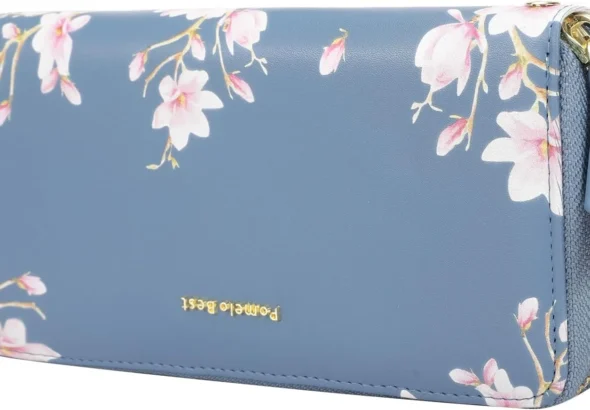 Pomelo Best Womens Purse Large Embossed Flower Zip Wallet with Wrist Strap and RFID Blocker