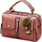 NICOLE&DORIS Women Handbags Pompon Bag Fashion Style Zipper Shoulder Bag Ladies Tote Crossbody Bag PU Leather Small Square Bag