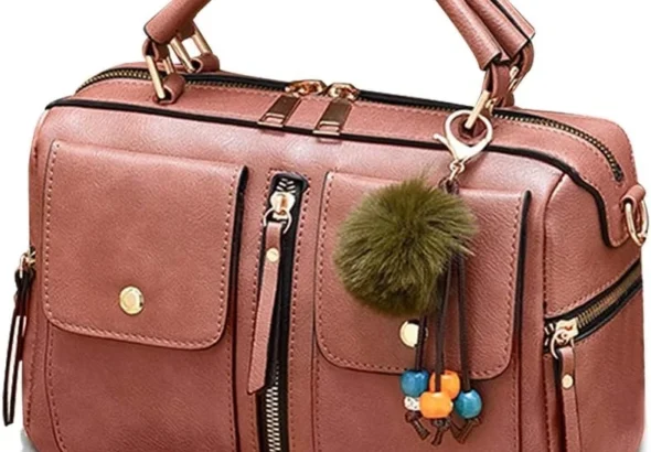 NICOLE&DORIS Women Handbags Pompon Bag Fashion Style Zipper Shoulder Bag Ladies Tote Crossbody Bag PU Leather Small Square Bag
