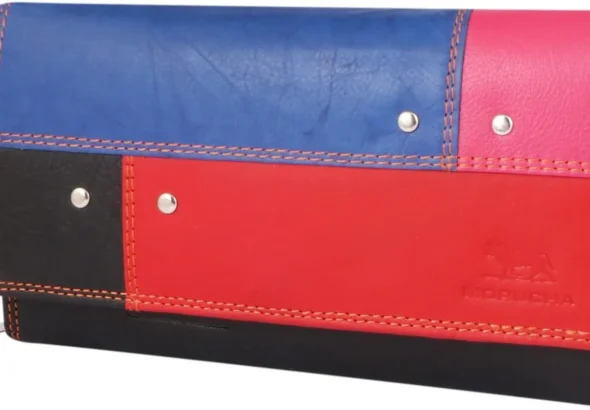 STARHIDE Ladies Soft Genuine Leather Flap Over Purse Multi Credit Card Slots (Multi)