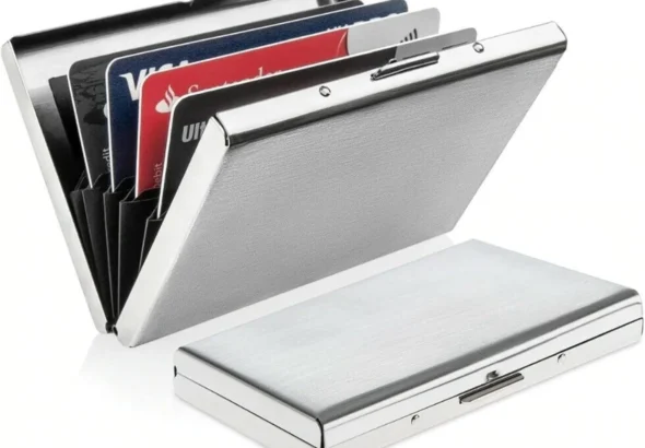 Slim Aluminum RFID Card Holder, Ultra-Thin Stainless Steel Card Wallet, Men Credit Card Holder Wallet, Men & Women Best Card Protector with 6 Slots (Sliver)