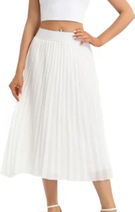 Womens Pleated Skirt Ladies Midi Summer Casual Evening Elasticated Waist Party Swing Skirt