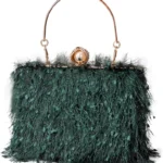CORIOS Tassel Evening Bag for Women Rhinestone Clutch Bag Beaded Handbag Bridal Wedding Purse Shoulder Bag with Detachable Chain Elegant Crossbody Bag for Cocktail Banquet Prom Party Dark Green