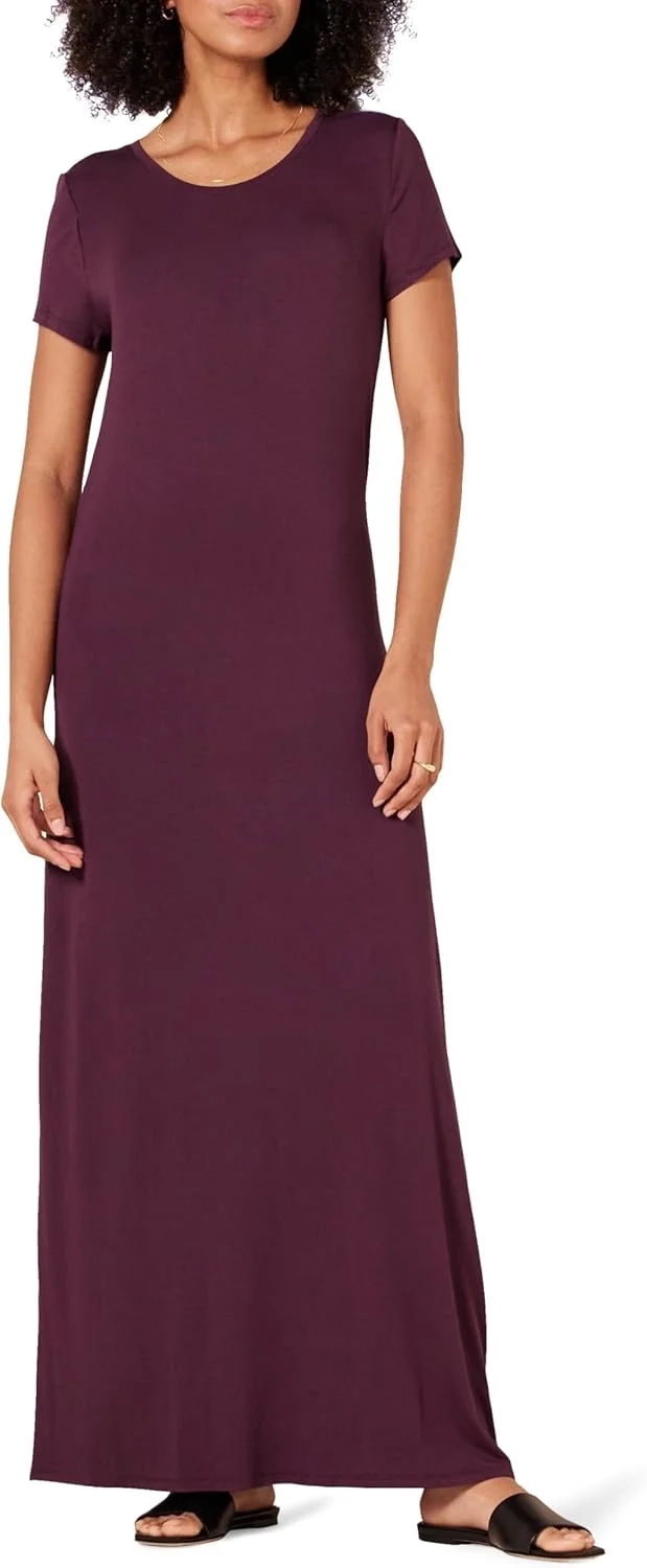 Amazon Essentials Women's Jersey Short Sleeve T-Shirt Maxi Dress