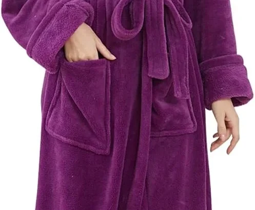 DiaryLook Fluffy Ladies Dressing Gown with Hooded, Super Soft Loungewear Robe for Women, Dressing Gowns for Women UK Bathrobe
