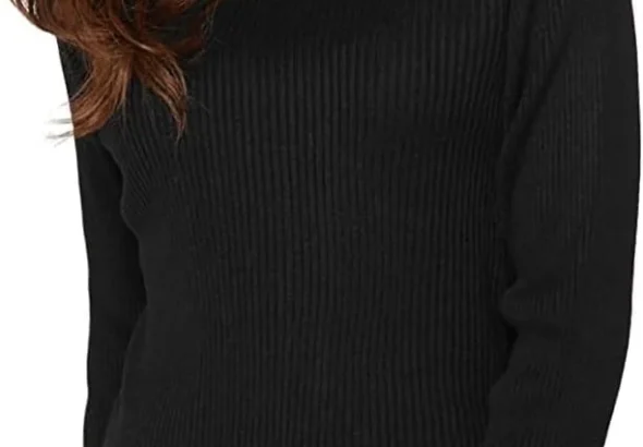 Womens Knitted Polo Neck Ribbed Jumper Long Sleeve High Roll Neck Winter Sweater Ladies Warm Stretch Cardigan Top Plus Size UK 8-26