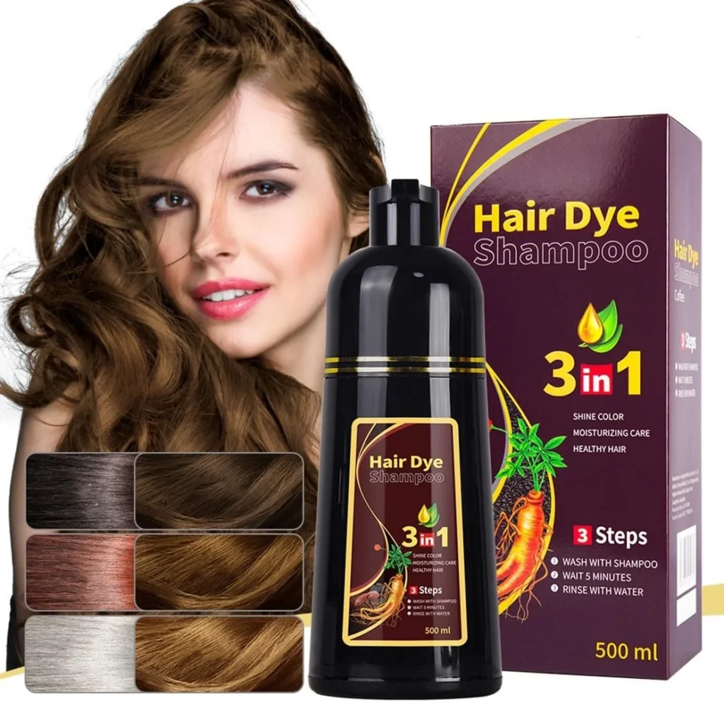 3 In 1 Instant Hair Color Shampoo,multicolor, Long Lasting, Fast Hair Dye For Men & Women, Instant Hair Dye Shampoo For Gray Hair, 500ml (Chestnut Brown)