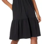 Amazon Essentials Women's Casual Cotton Short Sleeve Crew Neck Tiered Dress