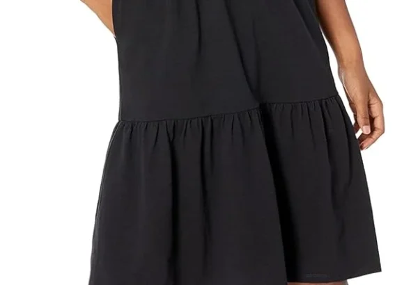 Amazon Essentials Women's Casual Cotton Short Sleeve Crew Neck Tiered Dress
