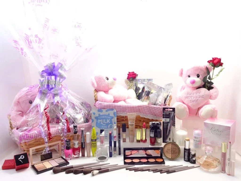 Branded Happy Mothers Day Hamper Gift Basket - 43pc Luxury Beauty Bundle, Perfume, Teddy, Candle, Makeup, Red Rose - Unique Gift For Mum