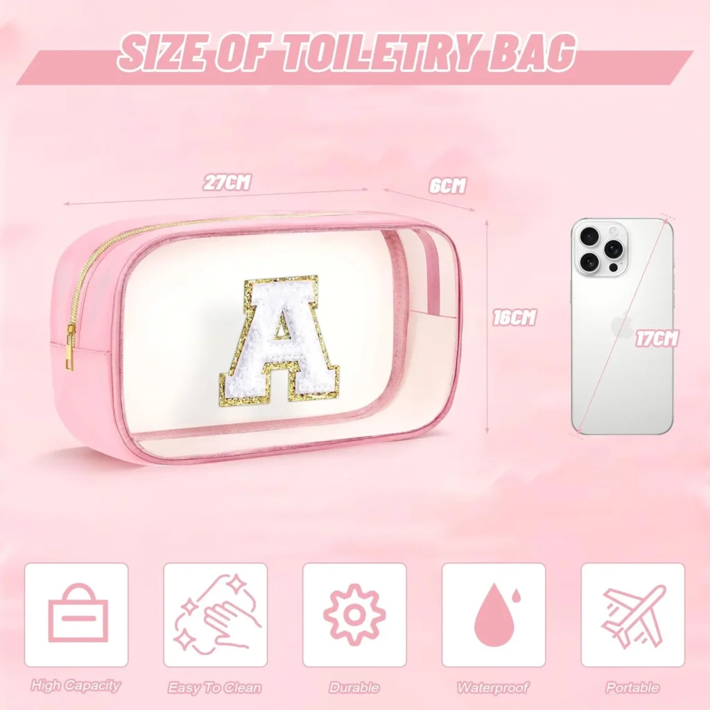 Clear Toiltery Bags - Gift for 9 10 11 12 13 Year Old Girl Personalized Makeup Bag for Women Waterproof Toietry Bag Travel Accessories Gifts for Teen Girls Birthday Gifts