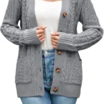 Womens Cardigan Sweaters Cable Knit Sweater 2026 Fall Winter Chunky Open Front Button Down Coats with Pockets