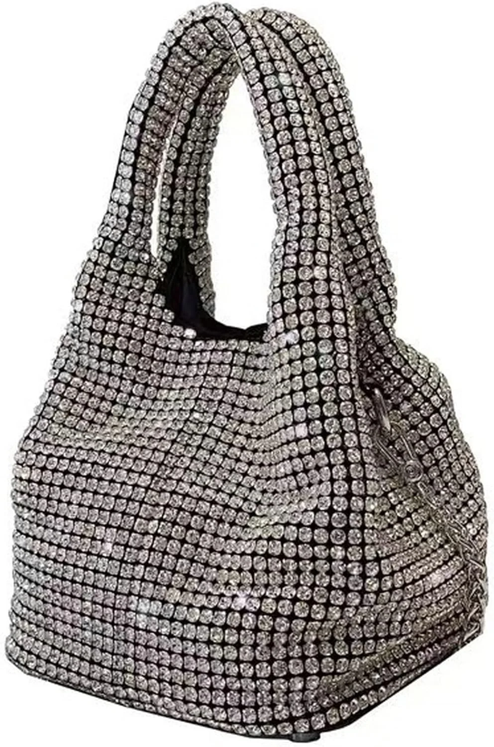 Rhinestone Mini Tote Bag Women Blingbling Sparkle Purse Crystal Clutch Handbags Silver Party Prom Wedding