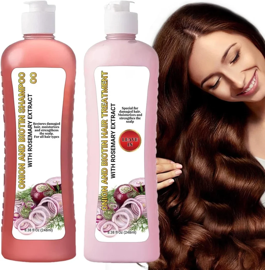 Onion Shampoo & Biotin  Growth Care for Thicker Hair | Biotin with Rosemary, Conditioner Set, Nourishing for Stronger Smoother Hair for Men and Women