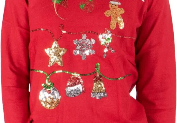 NOROZE Women's Christmas Tops Sweatshirts Sequin Jingle Bells HoHoHo Pug Mrs Claus Xmas Jumper UK Sizes 8-18