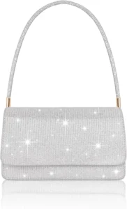 Women's Clutches, Sparkly Handbags for Women with 2 Compartments, Small Glitter Sequins Clutch Bag with Handle, Elegant Envelope Shoulder Evening Bag for Wedding Prom Party