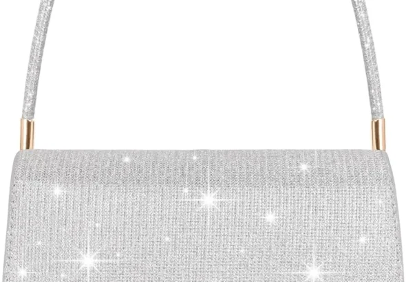 Women's Clutches, Sparkly Handbags for Women with 2 Compartments, Small Glitter Sequins Clutch Bag with Handle, Elegant Envelope Shoulder Evening Bag for Wedding Prom Party