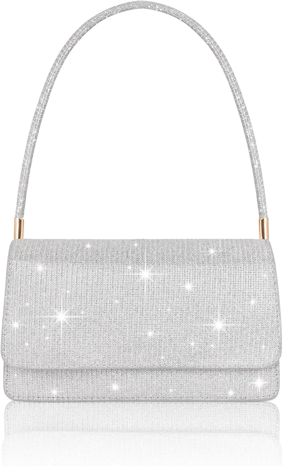Women's Clutches, Sparkly Handbags for Women with 2 Compartments, Small Glitter Sequins Clutch Bag with Handle, Elegant Envelope Shoulder Evening Bag for Wedding Prom Party
