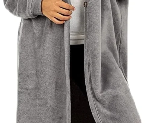 TURTLE Warm Ladies Long Maxi Soft Fleece Cardigan Womens Open Lightweight Cardigan, Stay Warm & Cozy