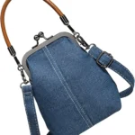 Denims Crossbody Bag for Women Trendy Shoulder Bag Kiss Lock Stylish Daily Handbag Top Handle Bag Dating Bag Women Bag Simple Crossbody Bag Top Handle Handbag Kiss Lock Shoulder Bag