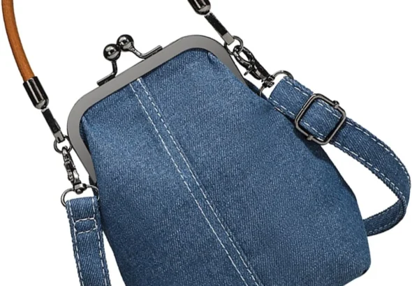 Denims Crossbody Bag for Women Trendy Shoulder Bag Kiss Lock Stylish Daily Handbag Top Handle Bag Dating Bag Women Bag Simple Crossbody Bag Top Handle Handbag Kiss Lock Shoulder Bag