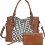2PC Set Handbags Bags for Women Pu Leather Purse Crossbody Bag with Pockets Top Handle Shoulder Satchel Tote for Ladies