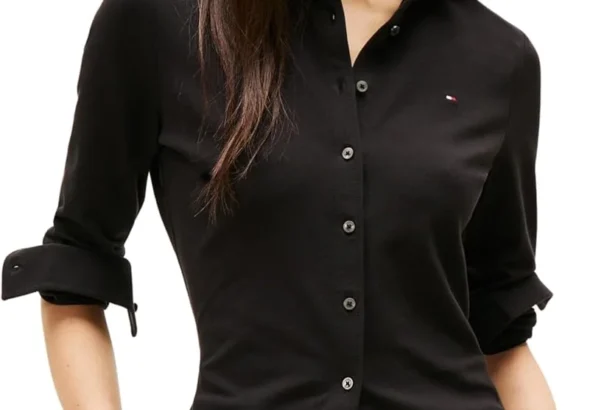 Tommy Hilfiger Womens 1985 Slim Shirt with Pointed Collar