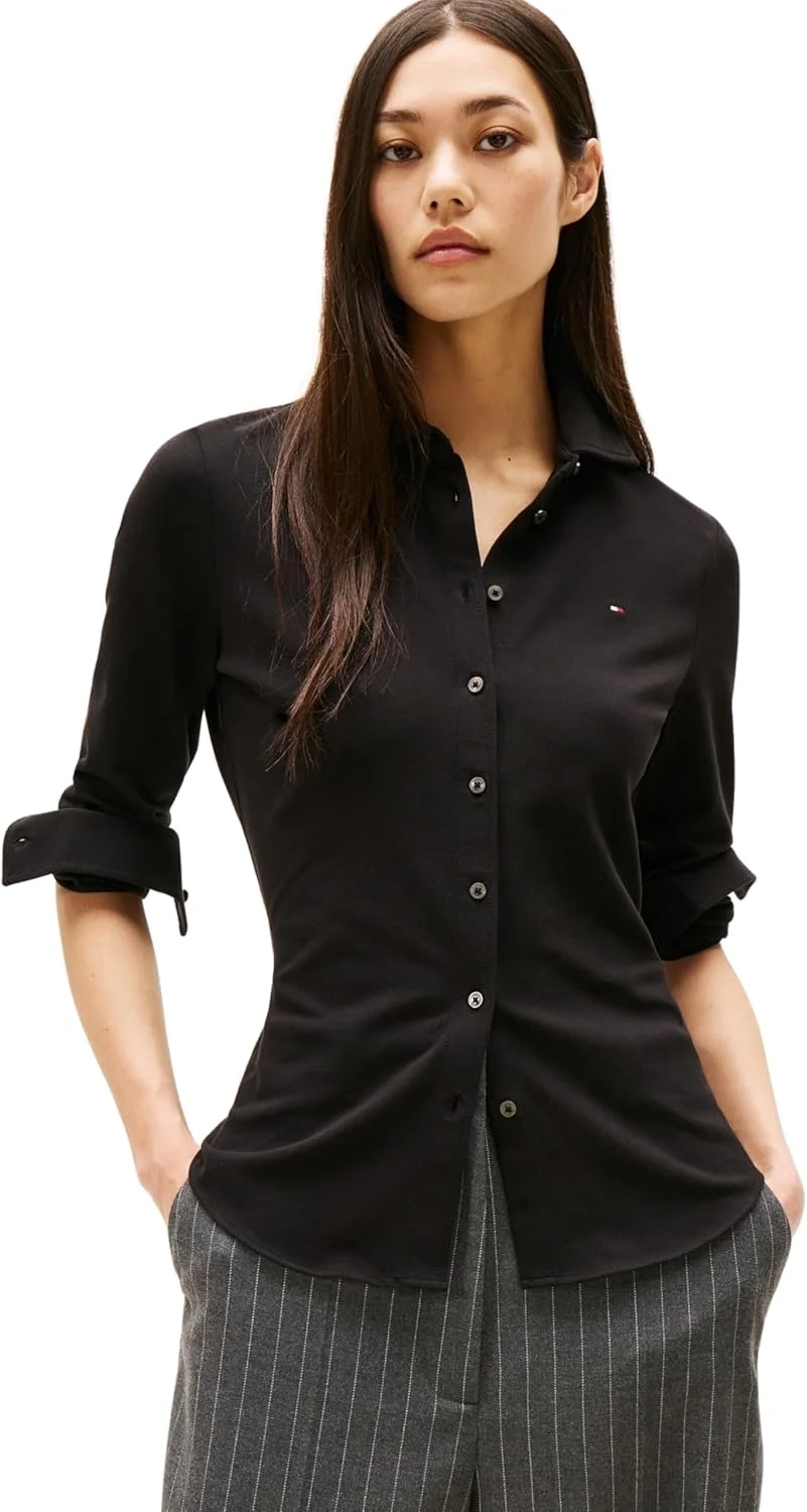 Tommy Hilfiger Womens 1985 Slim Shirt with Pointed Collar