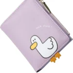 Cute Wallets for Women, Bifold RFID Blocking Small Womens Wallet with Zipper Coin Pocket (Duck Purple)