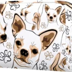 Chihuahua Dog and Footprints Cosmetic Bag for Women, Travel Toiletries Bags Large Makeup Handy Pouch Organiser Bag with Zipper