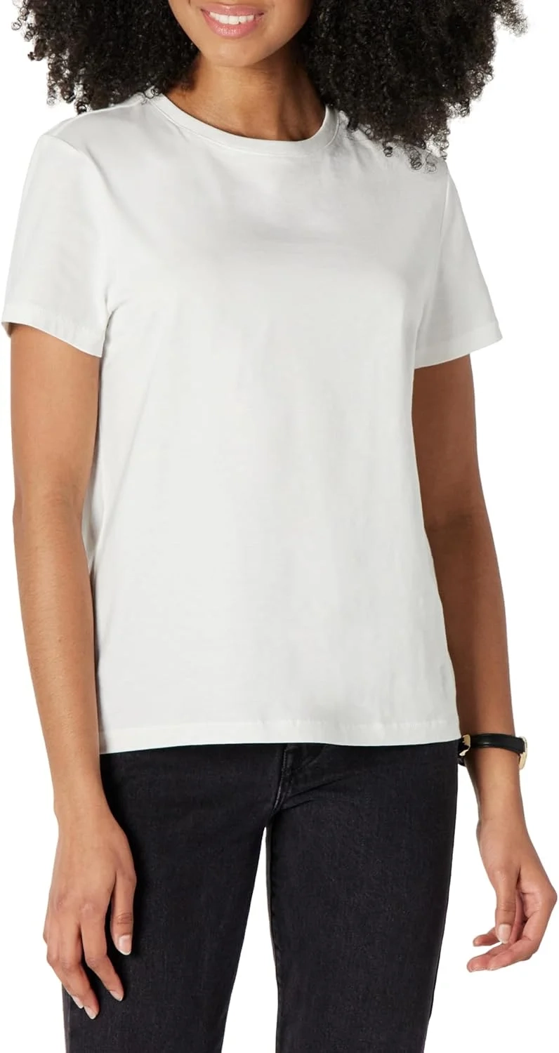 Amazon Essentials Women's Regular Fit 100% Cotton Crewneck Short Sleeve T-Shirt