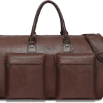 Modoker Convertible Leather Garment Bag, Carry on Garment Bags for Travel Waterproof Garment Duffel Bag Gifts for Men Women Business - 2 in 1 Hanging Suitcase Suit Travel Bags, Brown