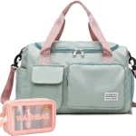 Small Gym Bag for Women, Waterproof Travel Duffle Bag Carry On Weekender Bag with Shoe Compartment & Wet Pocket, E-Green, Fashion