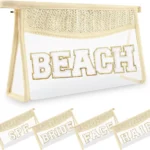 UIXIZQ Small Boho Straw Clear Makeup Bags for Women&Girls, Beige Beach, Wife Graduation Gifts Teacher Appreciation Friendship Birthday Grandma Nurse