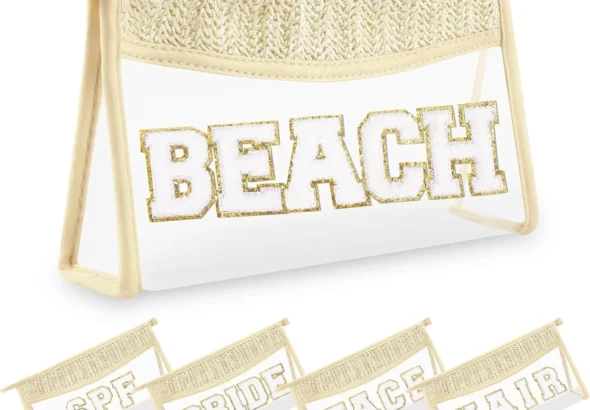 UIXIZQ Small Boho Straw Clear Makeup Bags for Women&Girls, Beige Beach, Wife Graduation Gifts Teacher Appreciation Friendship Birthday Grandma Nurse
