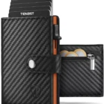 TENBST Men's Wallet with Coin Pocket & RFID Protection, Slim Wallet Card Case, Men's Purse Money Clip, 10 Slots for Credit Cards Credit Card Holder, black, 10.5 x 8.5 x 2.8 cm, Classic