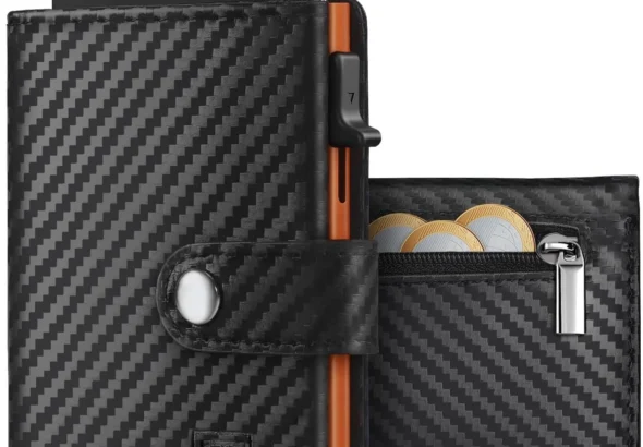 TENBST Men's Wallet with Coin Pocket & RFID Protection, Slim Wallet Card Case, Men's Purse Money Clip, 10 Slots for Credit Cards Credit Card Holder, black, 10.5 x 8.5 x 2.8 cm, Classic