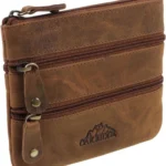 Mens 4 Zipped Coin Purse - Brown Hunter Leather