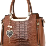 NICOLE & DORIS Ladies Satchel Handbag Women Top Handle Bags Crocodile Shoulder Bags PU Leather Crossbody Bag Designer Hand Bags with Pendant