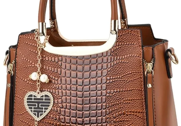 NICOLE & DORIS Ladies Satchel Handbag Women Top Handle Bags Crocodile Shoulder Bags PU Leather Crossbody Bag Designer Hand Bags with Pendant