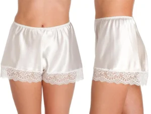 Lady OLGA French Knickers Women, Comfy Satin Shorts Silk PJs for women, Intimate Womens Nightwear Sexy Knickers, Sizes 10 to 28 Plus Size Lingerie UK