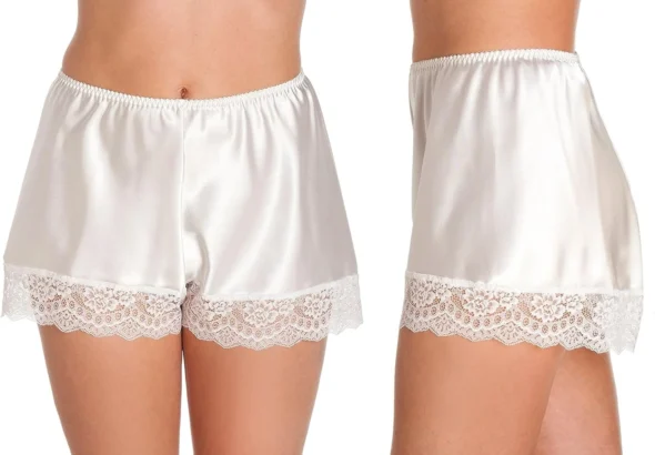Lady OLGA French Knickers Women, Comfy Satin Shorts Silk PJs for women, Intimate Womens Nightwear Sexy Knickers, Sizes 10 to 28 Plus Size Lingerie UK