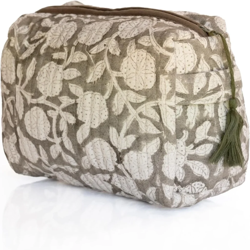 Arthur Cameron - Nalin Floral Quilted Cosmetic Bag  Travel Wash Bag for Women, Makeup & Pouch, Lightweight Zip Beauty Case, Gift for Her (Large)