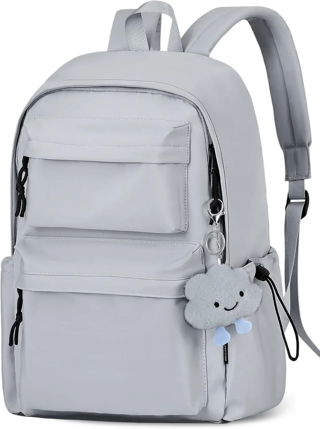 BECOJADDE Backpack Womens School Bag Girls, Fits 15.6 Laptop, Lightweight, Water-Resistant, Large Capacity Rucksack with Anti-Theft Pocket, Ideal for School College Travel Work Grey