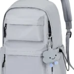 BECOJADDE Backpack Womens School Bag Girls, Fits 15.6 Laptop, Lightweight, Water-Resistant, Large Capacity Rucksack with Anti-Theft Pocket, Ideal for School College Travel Work Grey