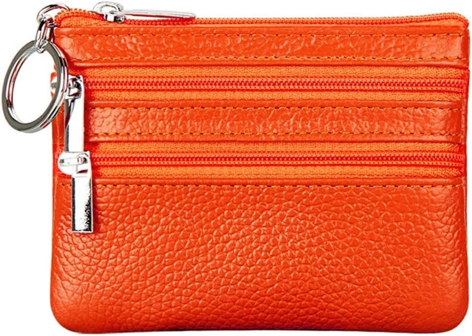 Genuine Leather Purse for Women with Keyring