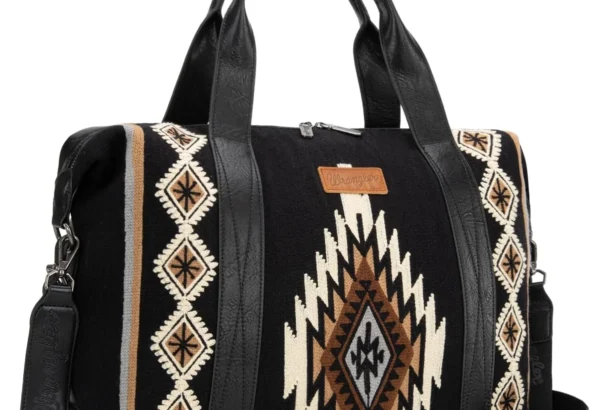 Wrangler Duffel Bag for Women Large Travel Weekender Bag Tapestry Designer Carry On Bags, Tapestry-Black